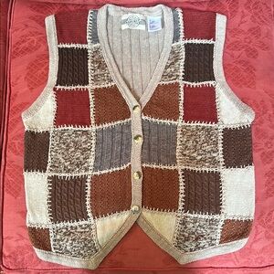 Republic Denim Patchwork V-Neck Sweater Vest